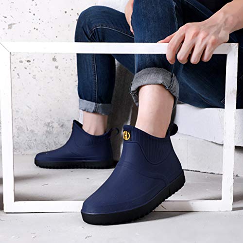fereshte Men's Ankle Rain Boots Waterproof PVC Short Rubber Garden Boots3