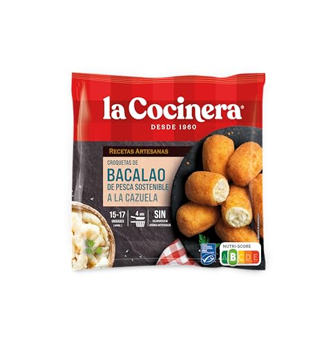 La Cocinera Croquetas Artesanas de Bacalao, Pesca Sostenible, Crujientes, 500g