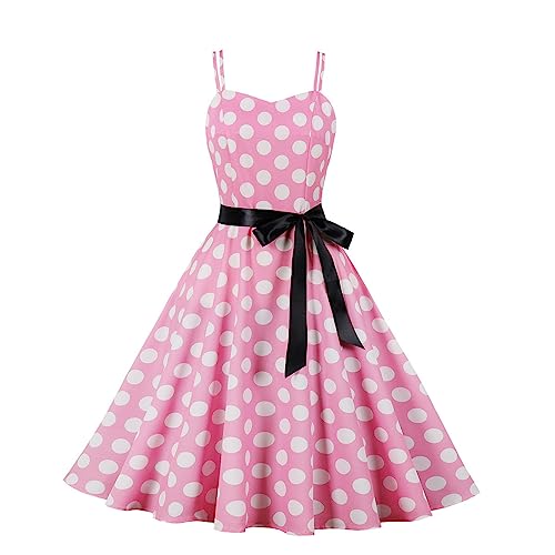 Kids Girls Vintage Polka Dot Dress Sleeveless Retro Rockabilly Swing Dress Spaghetti Strap Bowknot Party Dresses2