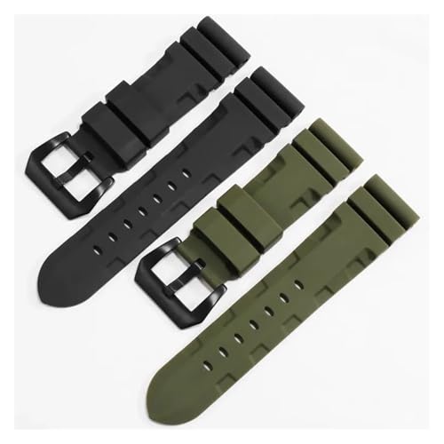 Bracelet silicone 24mm vert pour remplacer bracelet Panerai 359