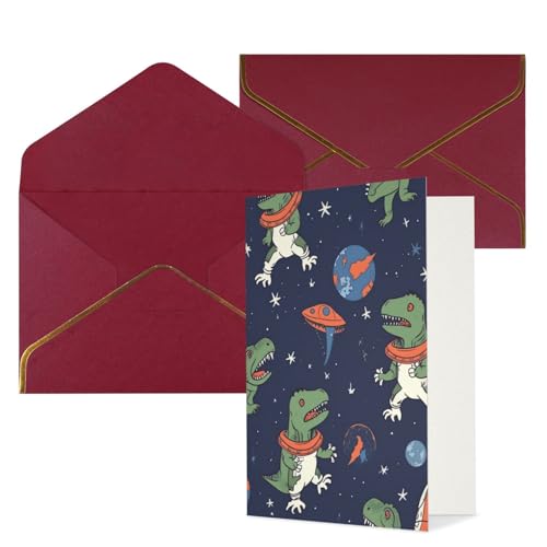 Thinking of You カード 封筒付き 空白のグリーティングカード 4x6 ノートカード Happy Birthdayカード あらゆる機会のグリーティングカード 結婚式用 サンキューカード おもしろ宇宙飛行士 恐竜 ロケット ベビーシャワーカード