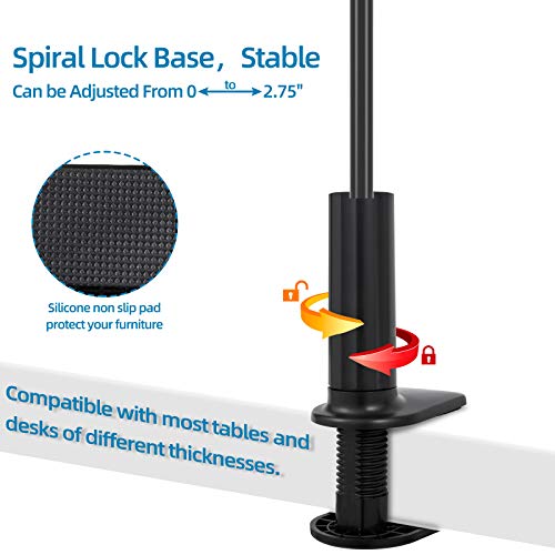 Image of Phone Holder for Bed,360 Flexible Lazy Tablet Stand for Desk,with Adjustable 39.4 inch Long Arm Clamp Bracket Mount Stand for 4.7~10.5 inch iPhone /iPad Air /Pro /mini /Tablet /Switch,Black