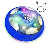 VNVDFLM Kids Toys Hover Soccer Ball with LED Light and Soft Foam Bumper, Air Floating Soccer Ball - Indoor Outdoor Game Gifts for Boys & Girls (Age 3-9) (Blue)
