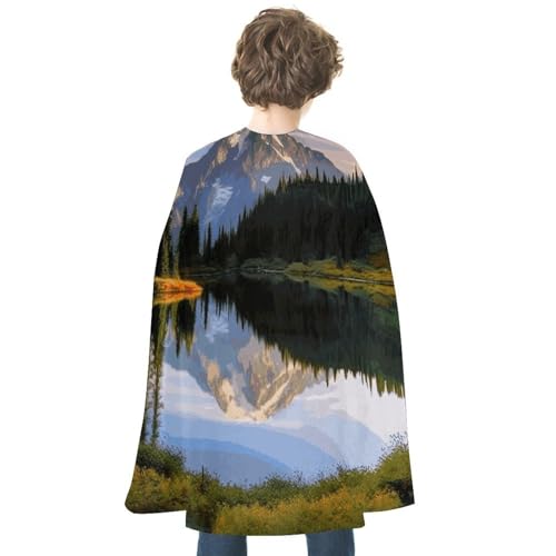 Cape imprimée lac et montagne pour costume cosplay de festival
