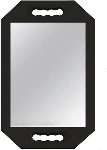 Rimosy - Espejo de mano ligero – Espejo de mango de espuma negra para peluqueros y salones – Doble mango para fácil transporte y sujeción para