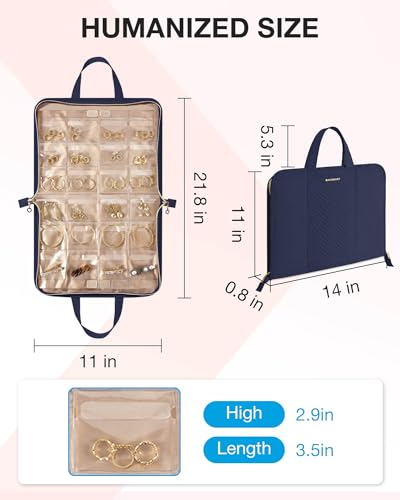 Bolsa portátil para joyas con compartimentos transparentes plegables que evitan nudos 6