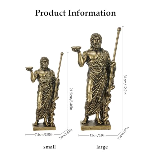 Escultura Asclepio Dios Griego Medicina Resina Bronce miniatura 5