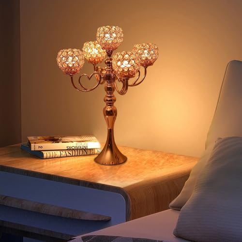 Centres de table candélabres dorés de luxe avec 5 bras pour mariage
