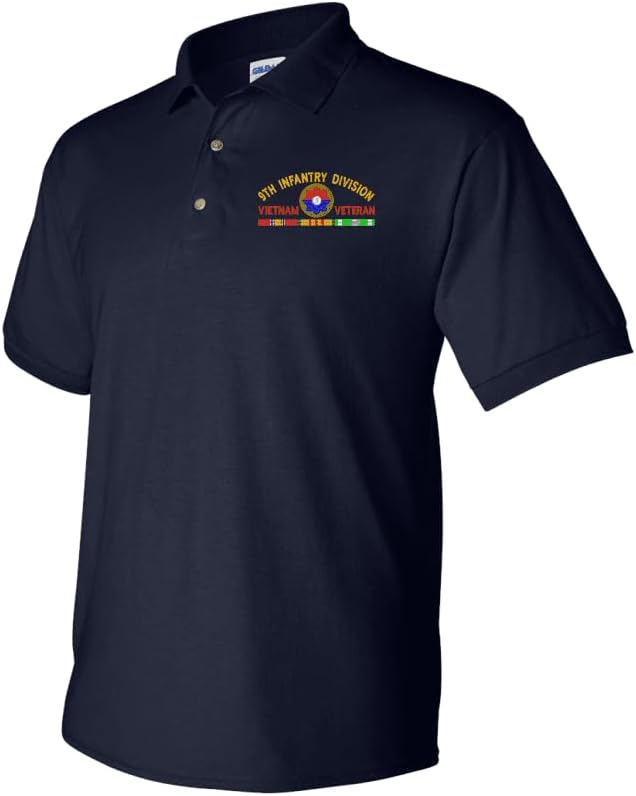 9th Infantry Division Vietnam Veteran with Ribbons Embroidered Polo