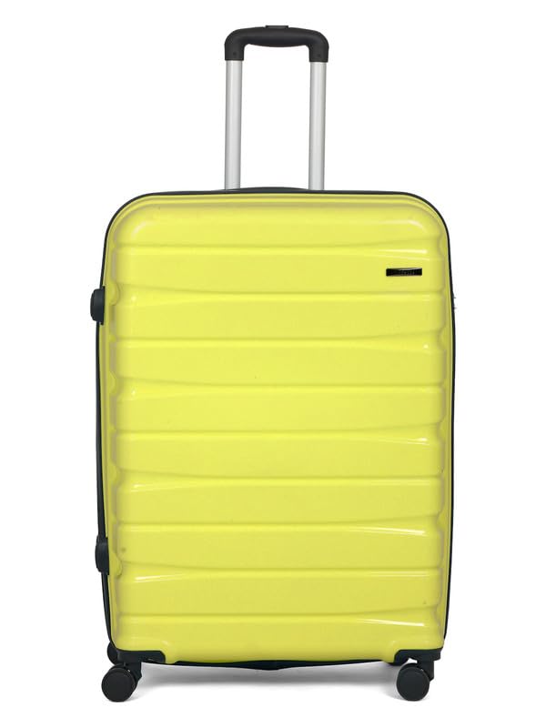 Image of Teakwood Large Check in Size 8 Wheels Trolley Bag, Hard Cabin with Zipper Closure, Adjustable Push Button & Cross Side Strap, TSA Lock System 360 Degree (Large Check in Size, Lime Green)