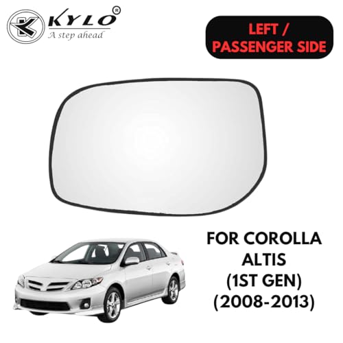 Image of KyloXtreme Corolla Altis 1st Gen (2008-2013) Passenger Side (Left Side) Car Side Mirror Glass /Tukdi /Sub Mirror Plate
