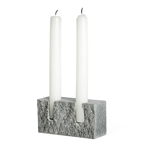 Koville Marble Candle Holder, 2 Holes Vintage Candlestick Holder for Home Decor, Halloween, Dinning Party, Taper Candle Holder for Table Centerpiece(Sesame Black)