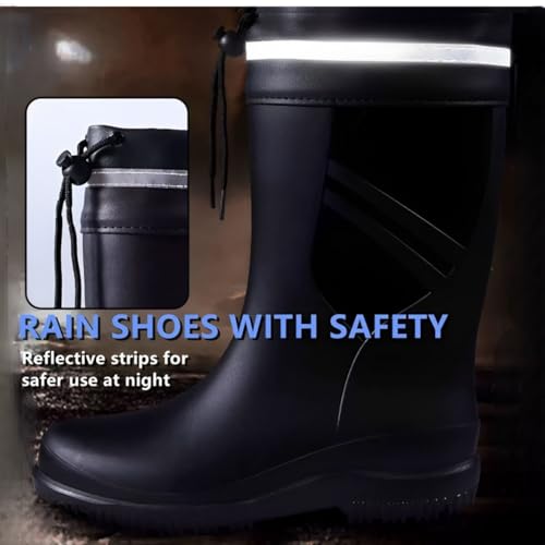 Rain Boots for Men Garden Boots Waterproof Mens Rubber Shoes with PVC Comfort Lightweight Work Mud Boots Resistant Durable Slip for Fishing Farming Gardening4
