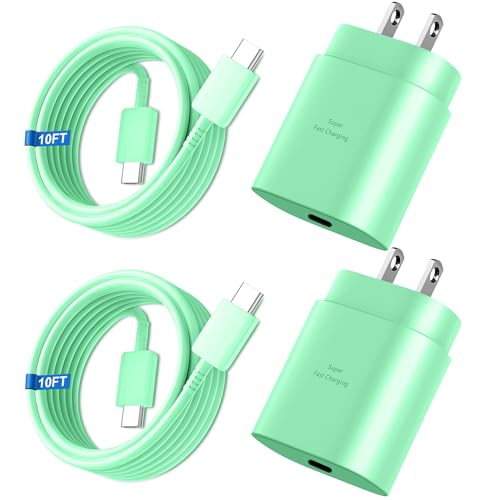 Super Fast Charger Type C, 25W USB C Wall Charger Fast Charging for Samsung Galaxy S25 Ultra/S25/S25+/S24+/S24 Ultra/S24/S24+/S23 Ultra/S22 Ultra/S21 Ultra with 10FT Long Type C Charger Cable 2Pack