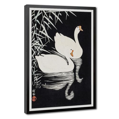 Oies japonaises Ohara Koson impression sur toile vintage 20x30 cm décoration murale avec cadre