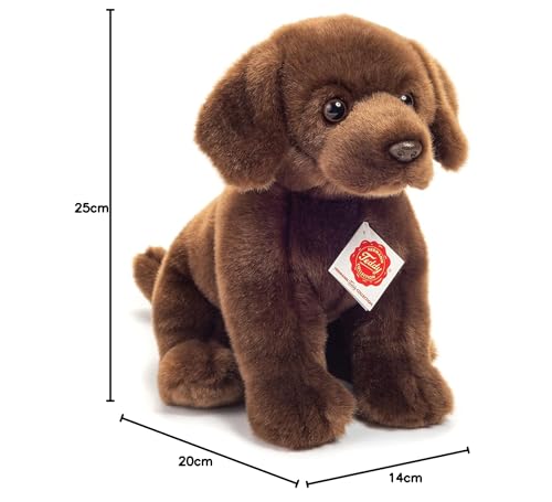 Teddy Hermann 91958 Hund Labrador sitzend Dunkelbraun 25 cm, Kuscheltier mit idealem Recyclinganteil (Füllmaterial)