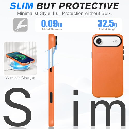 Image of SHIELDON Genuine Leather Case for iPhone Air 6.5 inch 2025, Orange