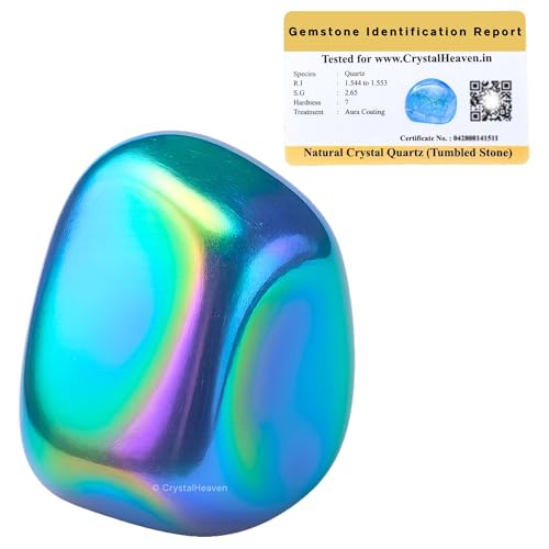 Image of Crystal Heaven Certified Aqua Aura Quartz Healing Tumbled Stone,Natural Polished Crystals For Diy Crafts,Manifestation,Meditation,Pooja Feng Shui And Reiki Healing(30 Grams)