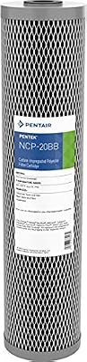 Pentair Pentek NCP-20BB Big Blue Carbon Water Filter, 20-Inch, Whole House Non-Cellulose Carbon Impregnated Pleated Filter Cartridge, 20" x 4.5", 10 Micron