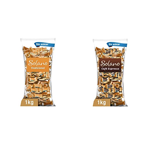 Solano Caramelo Cremoso Sabor Suave y sin azúcar, Chuches Halloween, Golosinas Halloween (1kg) & Caramelo Cremoso Sabor Café y sin azúcar, Chuches Halloween, Golosinas Halloween (1kg)