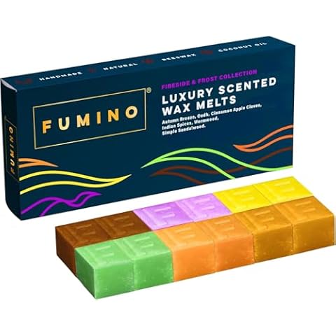 Fumino Fresh Handmade Luxury Wax Melts Multipack Fireside & Frost Bundle 12 Melts 6 Fragrances Strong Scented with Beeswax and Coconut Oil - Wax Melts Strong Scented Cover