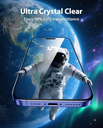 Image of Mr.Shield Screen Protector for iPhone 16 Plus and 15 Plus, 9H Hardness Tempered Glass Screen Guard, Military Grade Shatterproof, Easy Installation Tray, HD Clarity, Case-Friendly [2 Pack]