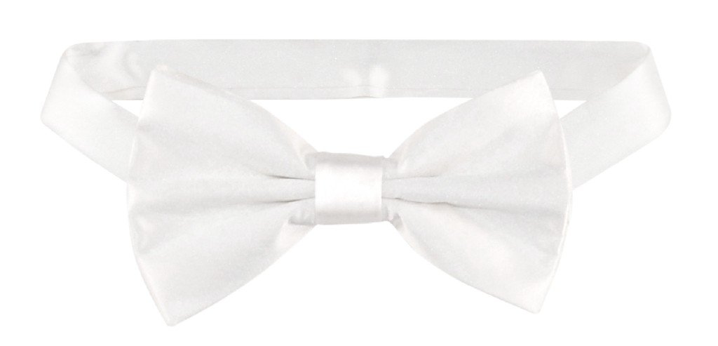Vesuvio Napoli 100% SILK BOWTIE Solid WHITE Color Men's Bow Tie for Tuxedo or Suit