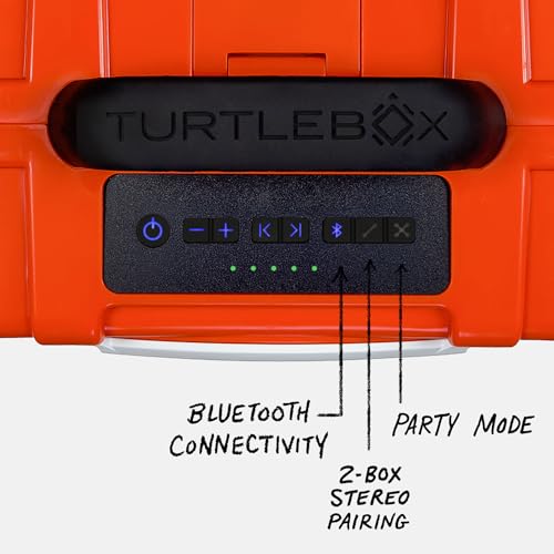 Image of Turtlebox Original Gen 3: Portable Outdoor Bluetooth Speaker - Ultra-Loud (120dB), Waterproof (IP67), Rugged, Impact-Resistant, 3-Day Battery | Party Mode: Unlimited Pairing, Orange /Electric Blue