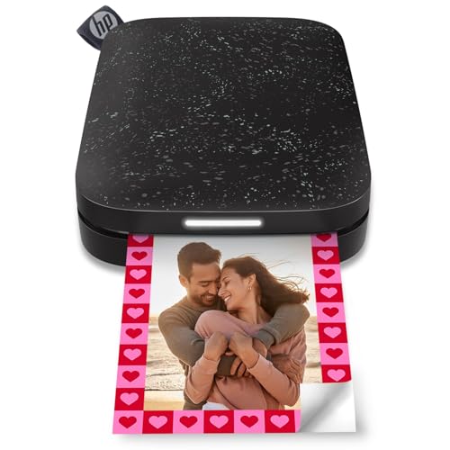 HP Sprocket Portable 2x3 Instant Photo Printer (Black Noir) Print Pictures on Zink Sticky-Backed Paper from Your iOS & Android Device.