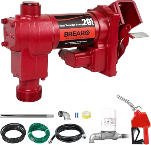 Fuel Transfer Pump 12 Volt 20 GPM High Flow Pump with Premium filter, Durable Cast Iron, Heavy Duty, with Automatic Nozzle for Gasoline, Diesel, Kerosene, Ethanol, Methanol, and Biodiesel