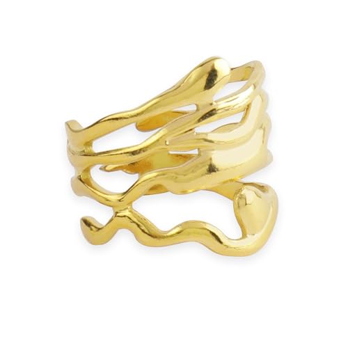 Rubans 18KT Gold Plated Stainless Steel Tarnish Free Waterproof Adjustable Finger Ring, Trendy and Stylish Jewelry for Women and Girls, Perfect for Any Occasion (B0D76GR7HW) Amazon Price History, Amazon Price Tracker