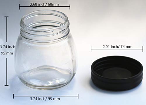 XIBLISS Glas-Kaffeemühle glas mit Deckel und Silikonboden, Kaffeedosen-Kapazität: 350 ml, Schwarz – Bild 6
