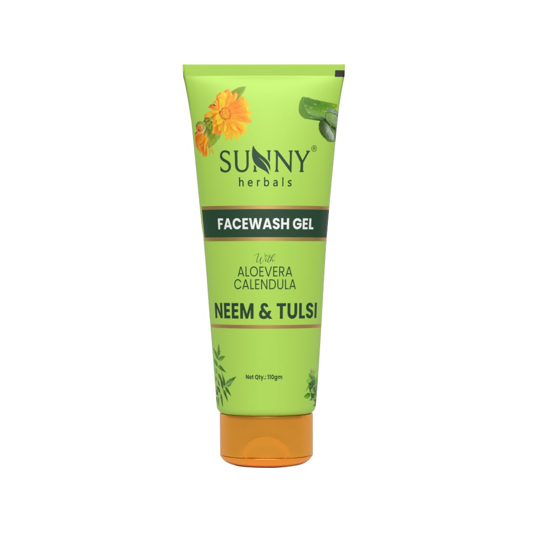 Sunny Herbals Face Wash Gel Enriched With Aloevera, Neem & Tulsi | For Cleansing, Preventing Pimples & Removing Extra Oil | Moisturizes & Gives Healthy, Fresh & Supple Skin | For All Skin Type, 110ml