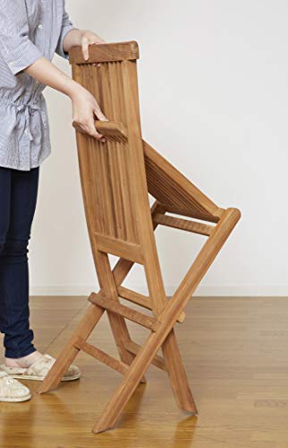 折りたたみ椅子 折りたたみチェア 折り畳み 椅子 2脚セット ガーデンチェア 幅47 高さ88.5 おしゃれ 木製 天然木 チーク材 ナチュラル シンプル コンパクト 隙間収納 持ち運び楽々 完成品 (折りたたみチェア2脚セット) 5枚目