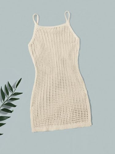 Image of Milumia Girl's Knitted Split Hem Cami Beach Dress Coverup Sleeveless Swimsuit Cover Ups