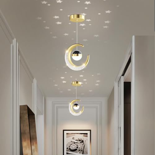 Luz de pasillo colgante LED Luna 6000K fresca y moderna para balcón y entrada