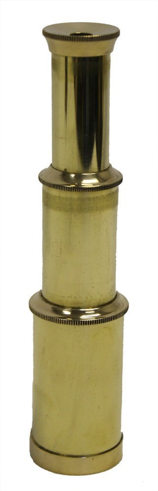 18" Antique Brass Handheld Telescope - Pirate Spyglass With Wooden Box