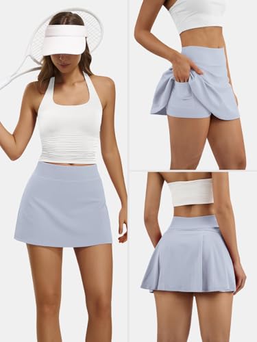 AFFOLE Light Bue Skirt Women Tennis Golf Skorts Athletic High Waisted with Pockets Inner Shorts Pleated Pickleball 2026 — view 4