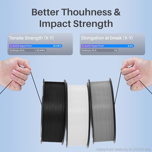Image of ELEGOO 250g Rapid PLA Plus Filament 1.75mm Bundle, 8 Colors PLA+ 3D Printer Filament 30-600 mm /s High Speed Printing, Dimensional Accuracy + /- 0.02 mm 8 Pack 250g Spool