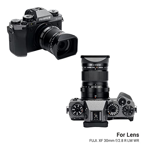Image of JJC Square Metal Lens Hood Shade for Fuji XF 30mm f /2.8 R LM WR Macro Lens | with Protective Hood Cap, No Vignetting, Not Affect To Use 43mm Lens Filter