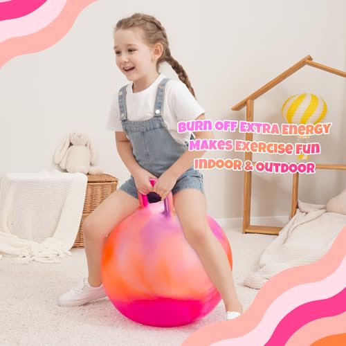 ZOOJOY Hopper Ball for Kids Aged 3-8, 18In Bouncy Balls with Handle, Orange Clouds Hoppity Hop Ball for Indoor Outdoor Active Play, Inflatable Christmas Jumping Hopping Toys for Boys Girls Gifts - Image 7