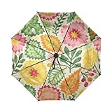 Loancwa Paraguas de viaje impermeable con patrón bohemio, paraguas plegable resistente con marco de fibra de vidrio para protección solar UV, lluvia, apertura y cierre automático
