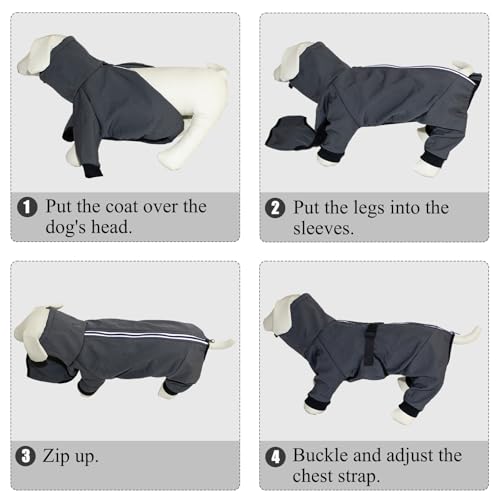 Cyponpy Hundemantel Wasserdicht Warm mit Beinen Hundejacke Winter Reflektierend Reißverschluss Hundemantel Warm Hundepullover Fleece Mantel Hund Winterjacke Wasserdicht Hundebekleidung Regenmantel