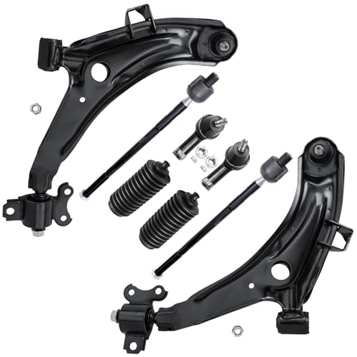 Image of Detroit Axle - 8pc Front End Suspension Kit for 1997-2001 Hyundai Tiburon 1996-2000 Elantra, 2 Lower Control Arms with Ball Joint 4 Inner Outer Tie Rod Ends 2 Boots Replacement