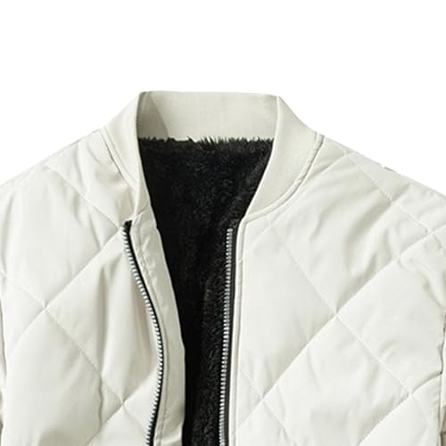 Men's Stand Collar Diamond Jacket Winter Full Zipper Bomber Outwear Fleece Lined Thermal Padded Jackets4