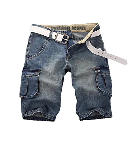 Short d'été pour homme multi-poches en jean KEHAIOO coupe droite et robuste