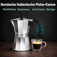 WECOOK! Paola Espressokocher Silber aus Aluminium, Moka Kaffeekocher, 9 Tassen (450 ml), Silikondichtung & Sicherheitsventil, Geeignet für Gas, Elektro und Glaskeramik – Nicht für Induktion – Ansicht 3