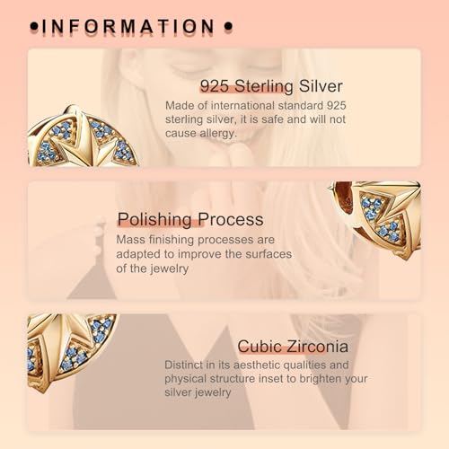 Image of S925 Sterling Silver Gold Plated Romantic Charms, Gifts for Mom Girlfriend Family on Valentine's Day Birthday Christmas Anniversary, Bracelet Necklace Bead Charm