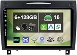 KEC 9" [6G+128G] Android 16 Autoradio per Mercedes Benz SLK-Class R171 2004-2010-Integrato Wireless CarPlay | Android Auto | DSP | GPS Sat Nav | Bluetooth 5.0 | Mirror Link | 360° Panoramica+CAM&MIC