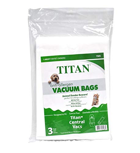 EnviroCare Anti Allergen Vacuum Cleaner Bags Designed to Fit Titan Central Vacuums T505